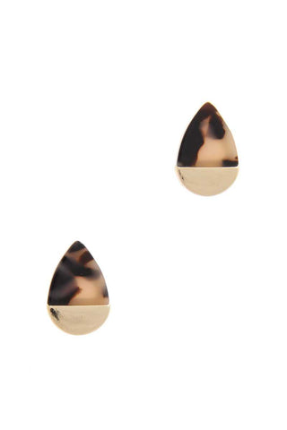Half Acetate Half Metal Teardrop Shape Earring