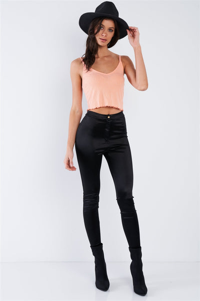 Boho Ribbed Low Back Spaghetti Strap Crop Top
