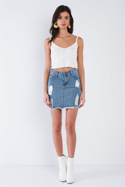 Boho Ribbed Low Back Spaghetti Strap Crop Top