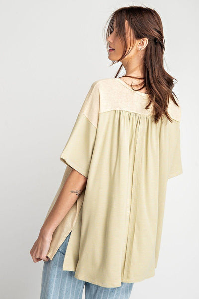 Pin Striped Mix N Match Rayon Slub Loose Fit Knit Tunic