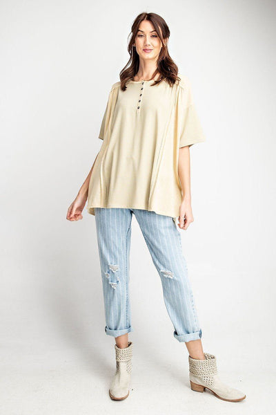 Pin Striped Mix N Match Rayon Slub Loose Fit Knit Tunic