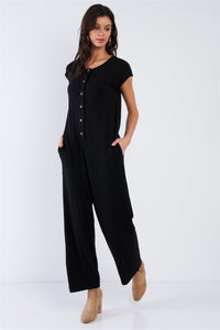 Black Button Up Jumpsuit