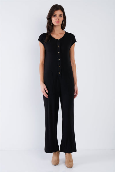 Black Button Up Jumpsuit