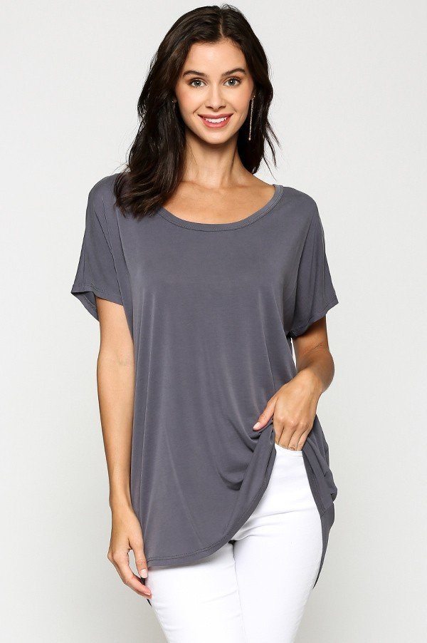 Scoop Neckline Cupro Solid Top