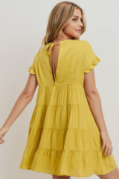 Round Neck Can Can Ruffled Dress