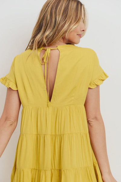 Round Neck Can Can Ruffled Dress