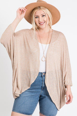 Open Front Cardigan Back V-neck Kimono Sleeves