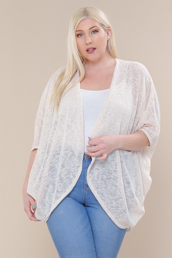 Open Front Cardigan Back V-neck Kimono Sleeves