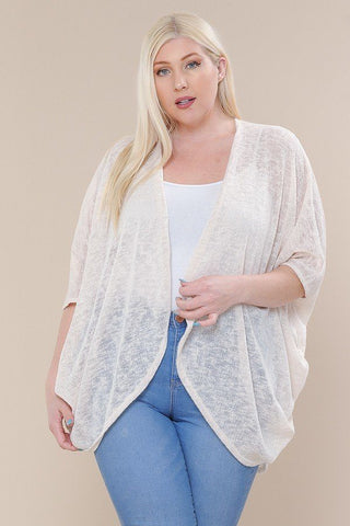 Open Front Cardigan Back V-neck Kimono Sleeves
