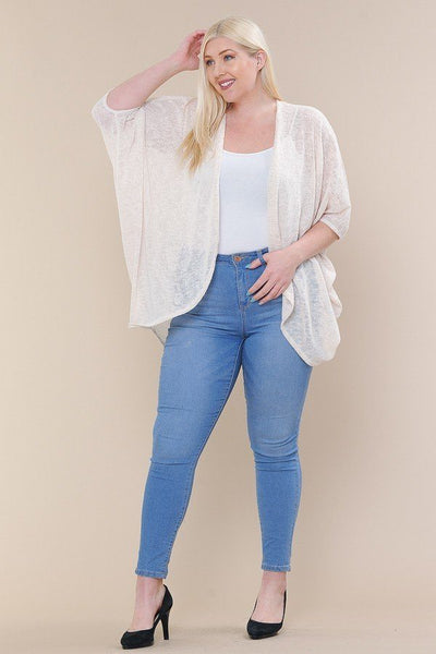 Open Front Cardigan Back V-neck Kimono Sleeves