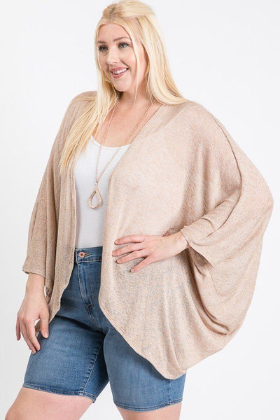 Open Front Cardigan Back V-neck Kimono Sleeves
