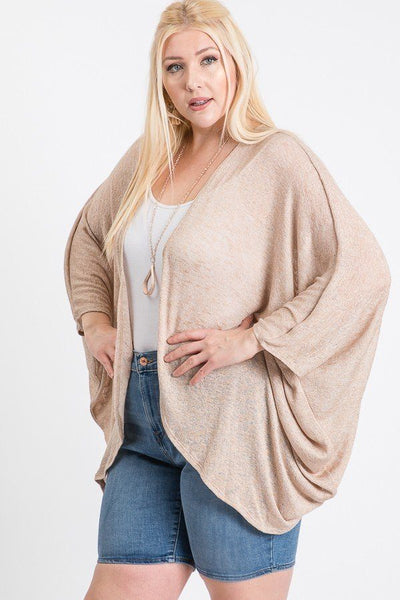 Open Front Cardigan Back V-neck Kimono Sleeves