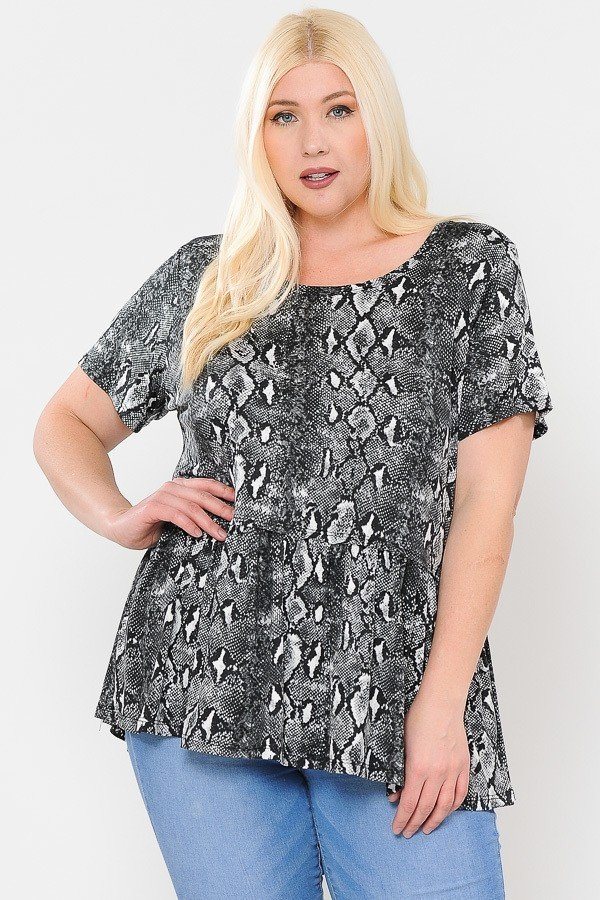 Camo Print With Babydoll Short Sleeve Top