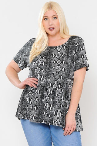 Camo Print With Babydoll Short Sleeve Top