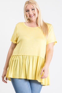 Camo Print With Babydoll Short Sleeve Top