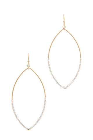Beaded Pointed Oval Drop Earring
