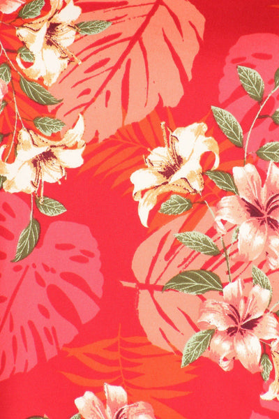 Plus Size Striped Sleeves Flower Print Contrast Tunic Top