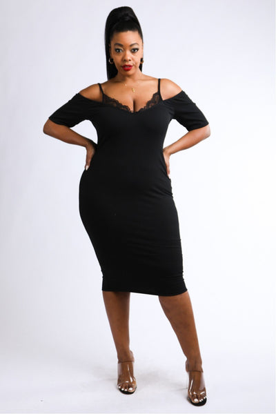 Lace Bra Layered Ribbed Dress