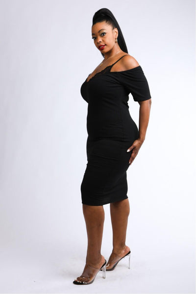 Lace Bra Layered Ribbed Dress