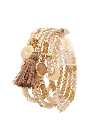 Moon Charm Tassel Stackable Bracelet