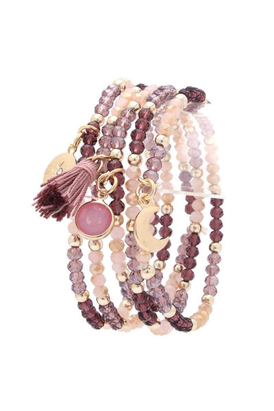 Moon Charm Tassel Stackable Bracelet
