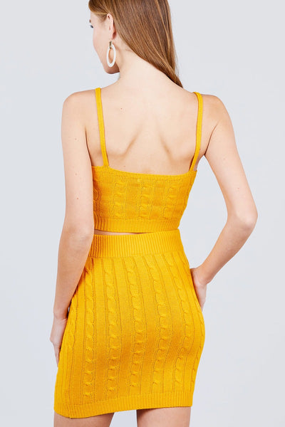 Sleeveless Scoop Neck Sweater Top And Mini Skirt Set