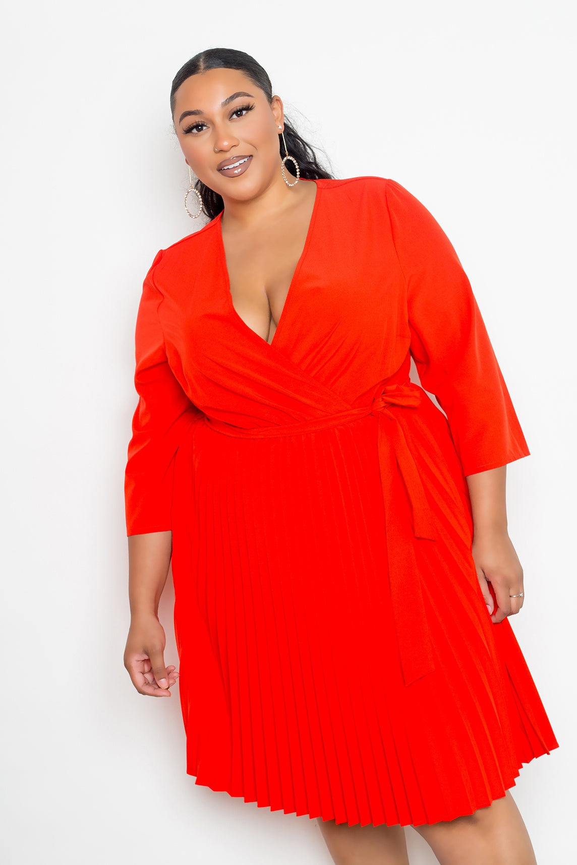 Mini Surplice Pleated Dress