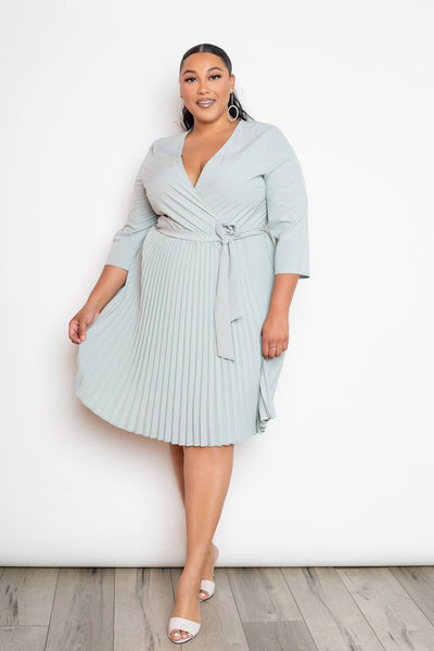 Mini Surplice Pleated Dress