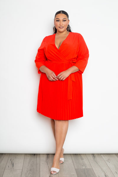 Mini Surplice Pleated Dress