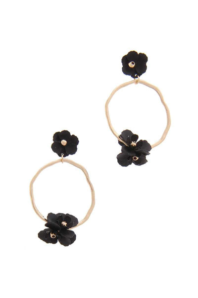 Flower Circle Post Drop Earring