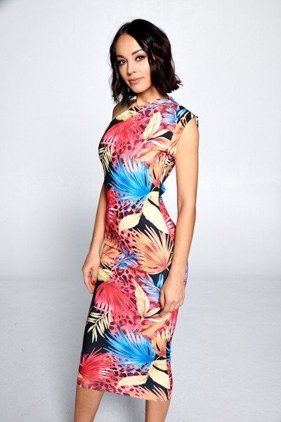 Black Coral Print Dress