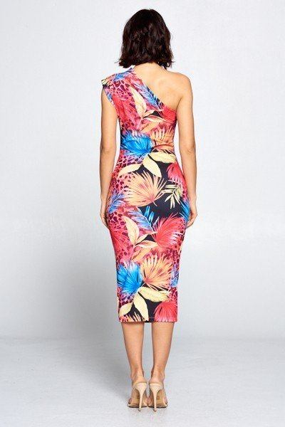 Black Coral Print Dress