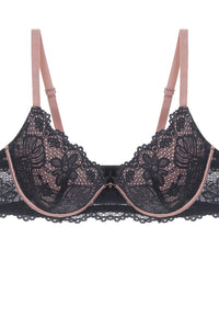 Two Tone Floral Lace Push Up Bra