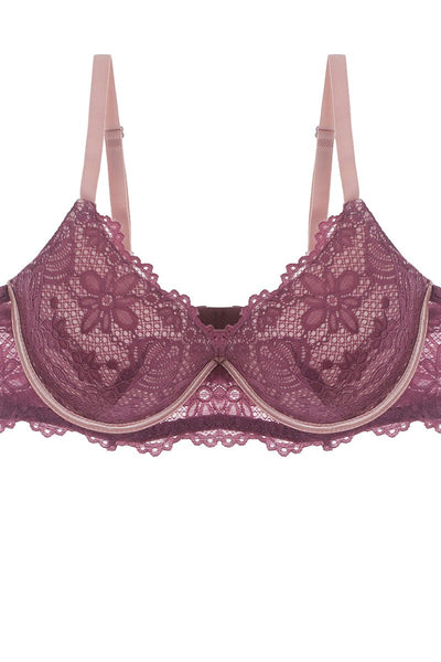 Two Tone Floral Lace Push Up Bra