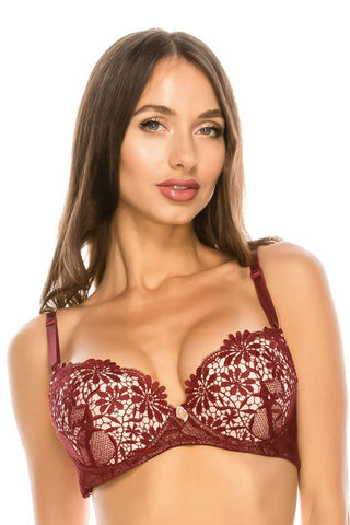 Flower Embroidery Bra W/underwire