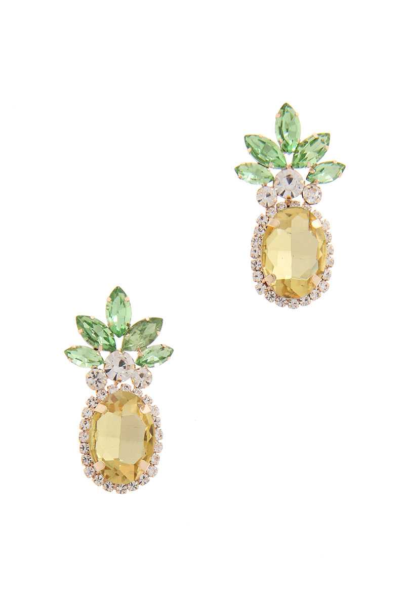 Rhinestone Pineapple Drop Earring