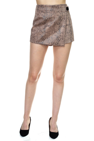 Faux Suede Snake Print Mini Shorts