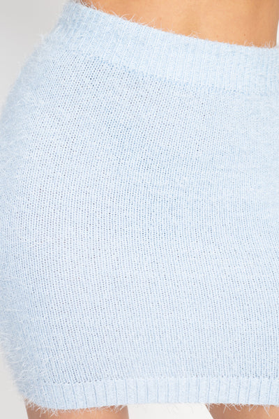 Fuzzy Ribbed Tube Top & Mini Skirt Set