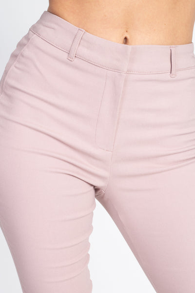 High Rise Solid Skinny Pants