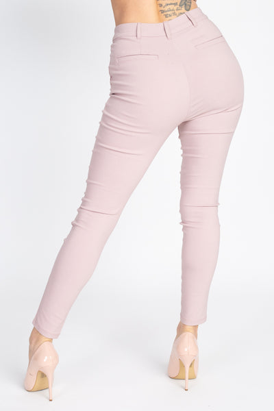 High Rise Solid Skinny Pants