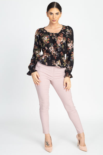 High Rise Solid Skinny Pants