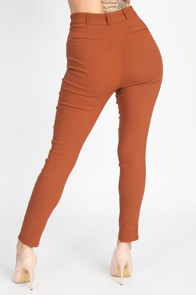 High Rise Solid Skinny Pants