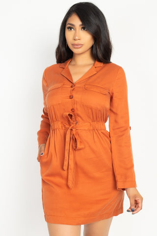 Rtn Bttn Belted Shirts Dress
