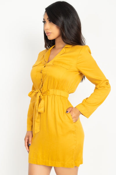 Rtn Bttn Belted Shirts Dress