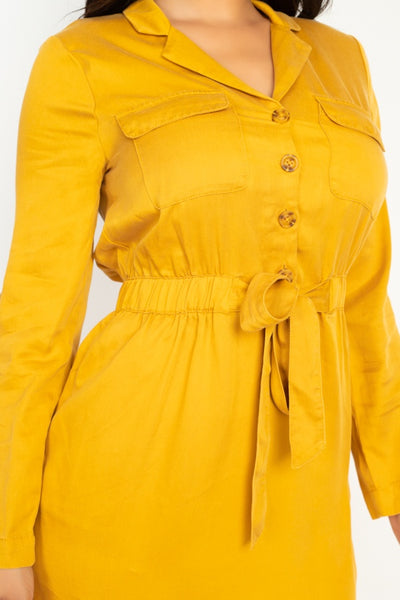 Rtn Bttn Belted Shirts Dress