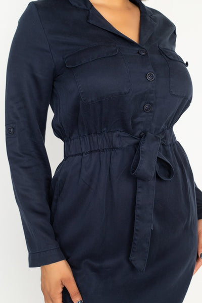 Rtn Bttn Belted Shirts Dress