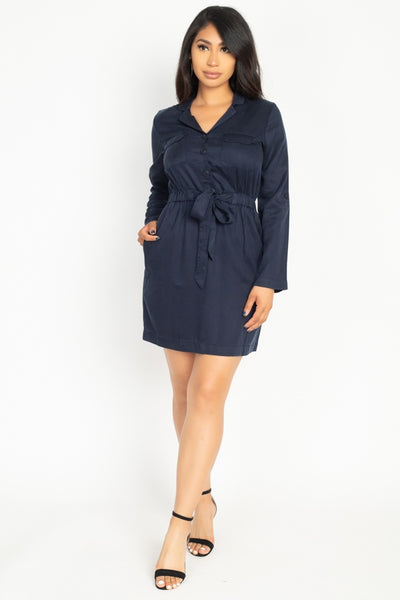 Rtn Bttn Belted Shirts Dress