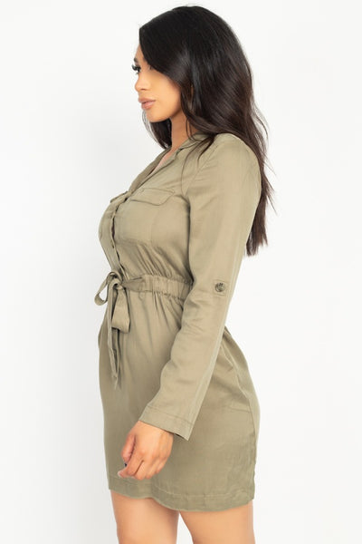 Rtn Bttn Belted Shirts Dress