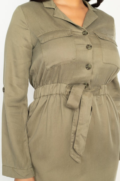 Rtn Bttn Belted Shirts Dress