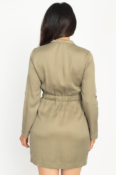 Rtn Bttn Belted Shirts Dress